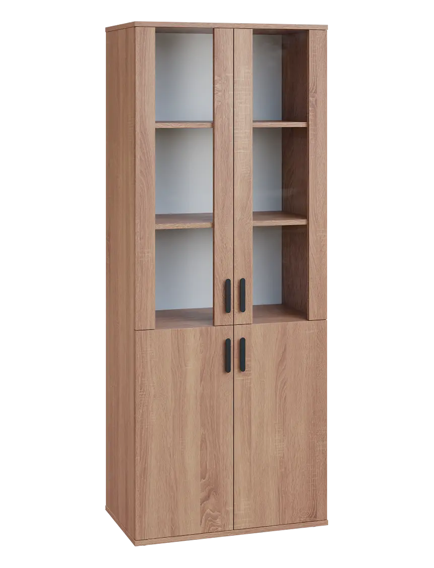 LN 5 - 7DS kancelářská skříň, 4-dveřová/prosklená, 1822x720x400, dub bardolino